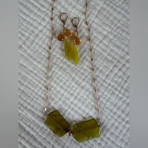Elegant Green, Yellow, and Gold Jewelry Set